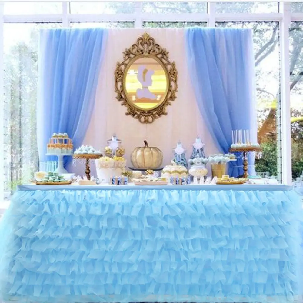 6FT Party Tulle Table Skirt for Baby Shower Birthday Party Decorations Wedding Home Table Supplies