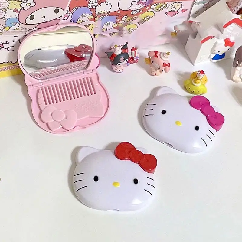 

Кавайная Милая расческа Sanrio Hellokitty зеркальная однотонная мультяшная Милая модная Изысканная портативная складка маленький подарок на день рождения для девочек