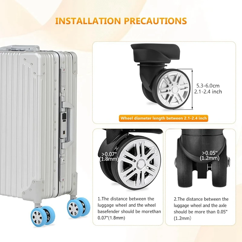 A74P-8Pcs Suitcases Wheel Covers,Silicone Luggage Compartment Wheel Cover For Most 8 Spinner Wheels