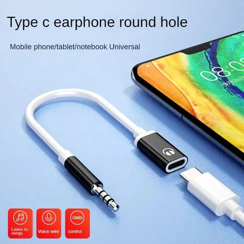 3.5mm Male to Type-c Female Headphone Aux Cable Converter 1pcs