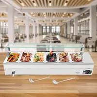 6 Pan x 1/3 GN Food Grade Stainelss Steel Commercial Food Steam Table 6-Inch Deep 1200W Electric Countertop Food Warmer 19 Quart 2