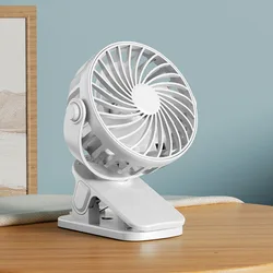 Portable 720° Rotatable USB Desk Clip Fan with Night Light - USB Type - C (XFS - White)