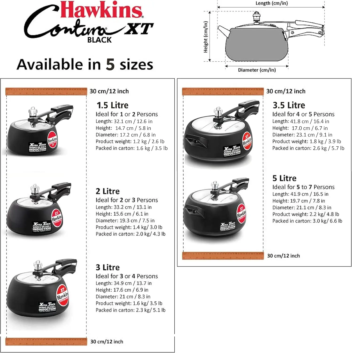 Contura CXT20 Extra Thick Hard Anodised Pressure Cooker for Gas,Induction and Electric Stoves, 2 litres, Black 6