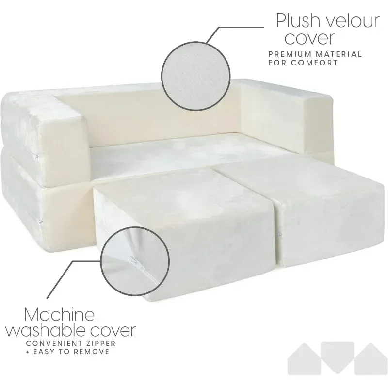 Milliard Kids Couch - Modular Kids Sofa for Toddler and Baby Playroom/Bedroom Furniture (Ivory) with Bonus Pillow 4