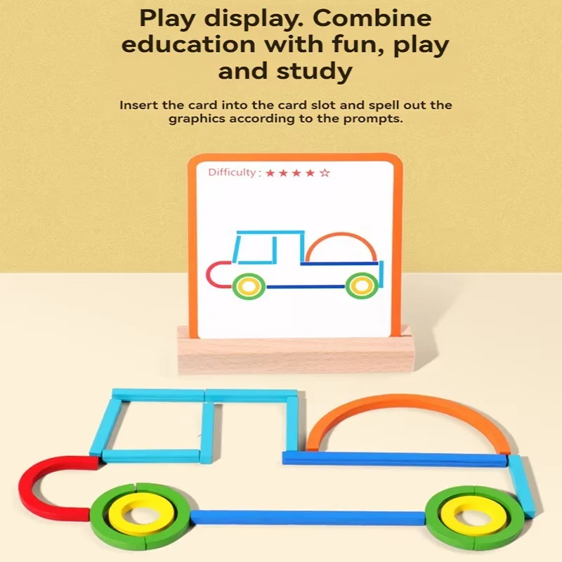 Children's Wooden Ring Early Education Mosaic Board Kindergarten Wooden Creative Puzzle Building Blocks to Match Variety of Toy