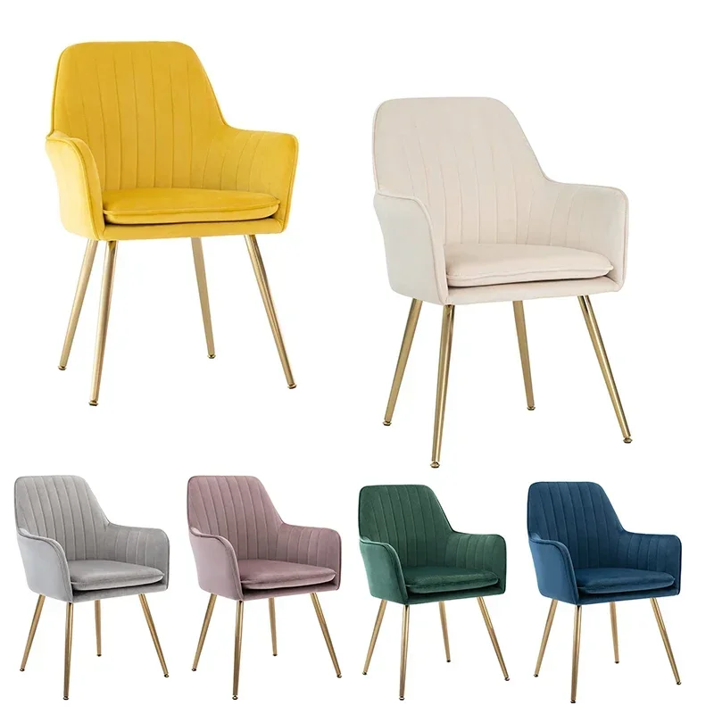 Hot sale black velvet chair arm modern dining chairs vanity mode golden legs sofa armchair modern for homes gold coffee chair