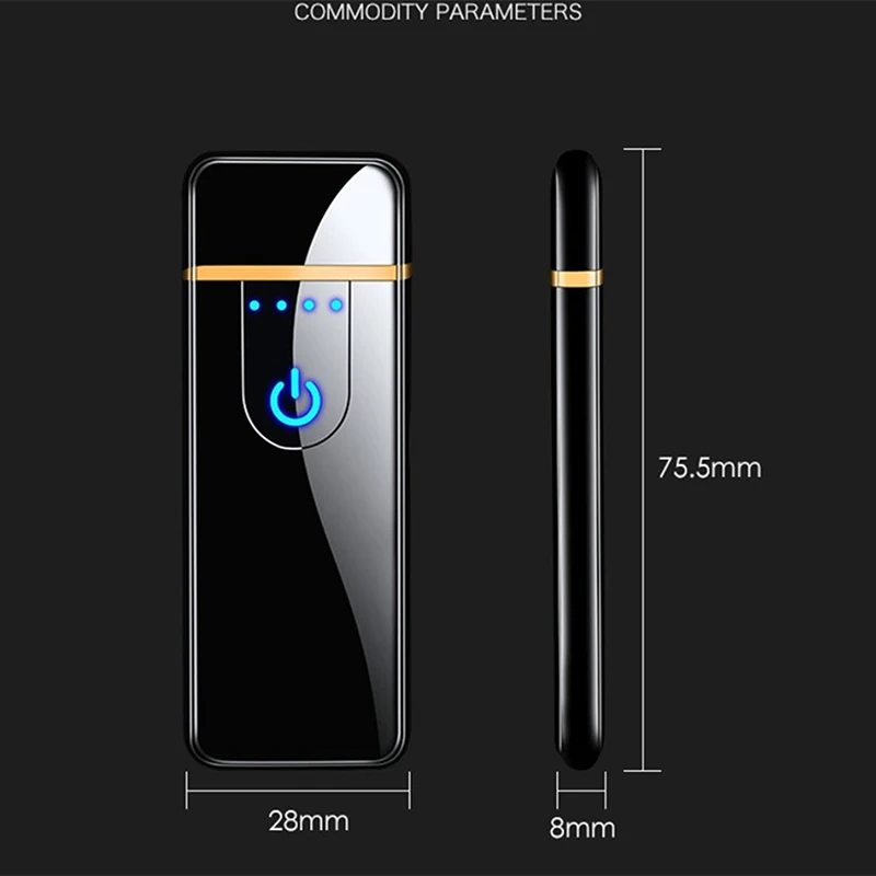 Mini Electric Lighter USB Rechargeable Touch Windproof Cigarette Accessories Electric Lighter