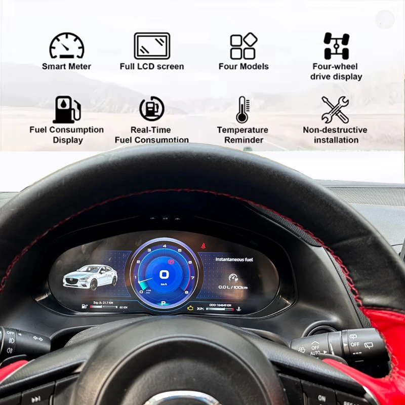 Panel de Instrumentos Digital LCD de 12.3 Pulgadas para Mazda 3 Axela 2014-2019, Pantalla de Tablero de Instrumentos, Cabina Virtual con Carplay 5
