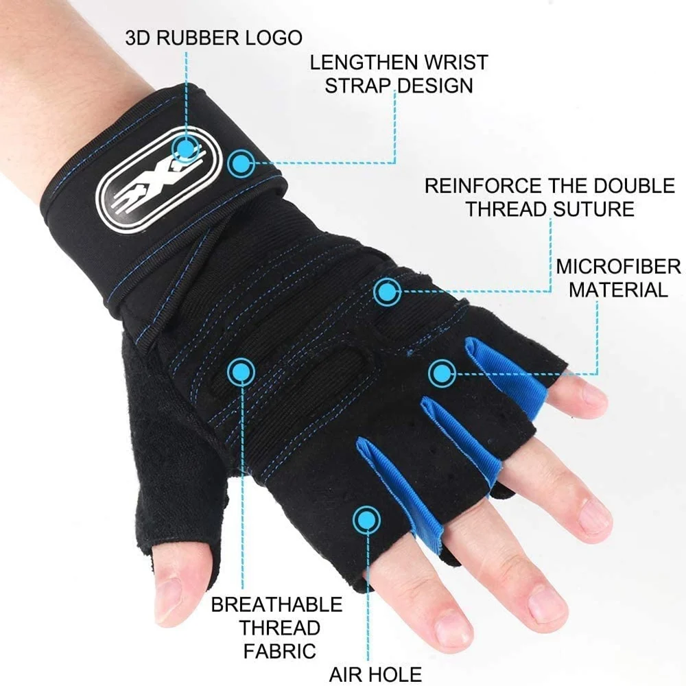 Workout Gloves for Men Women Half Finger Glove with Wrist Wrap for Sport Weight Lifting Training Bicycle Motorcyclist Gym Glove