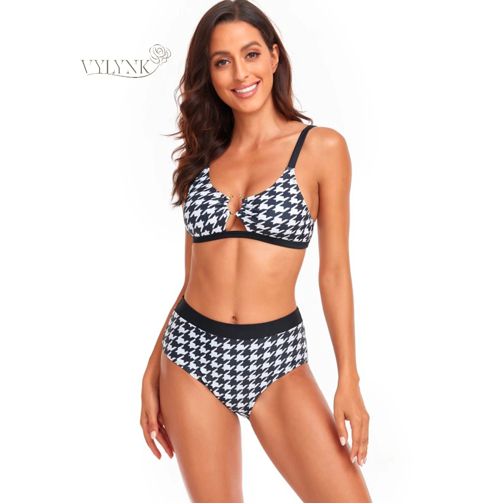 VYLYNK Womens Bikini Swimsuits High Waisted Bikinis Ruffle Two Piece Tummy Control Bathing Suit Tie Knot Bikini Sets Women