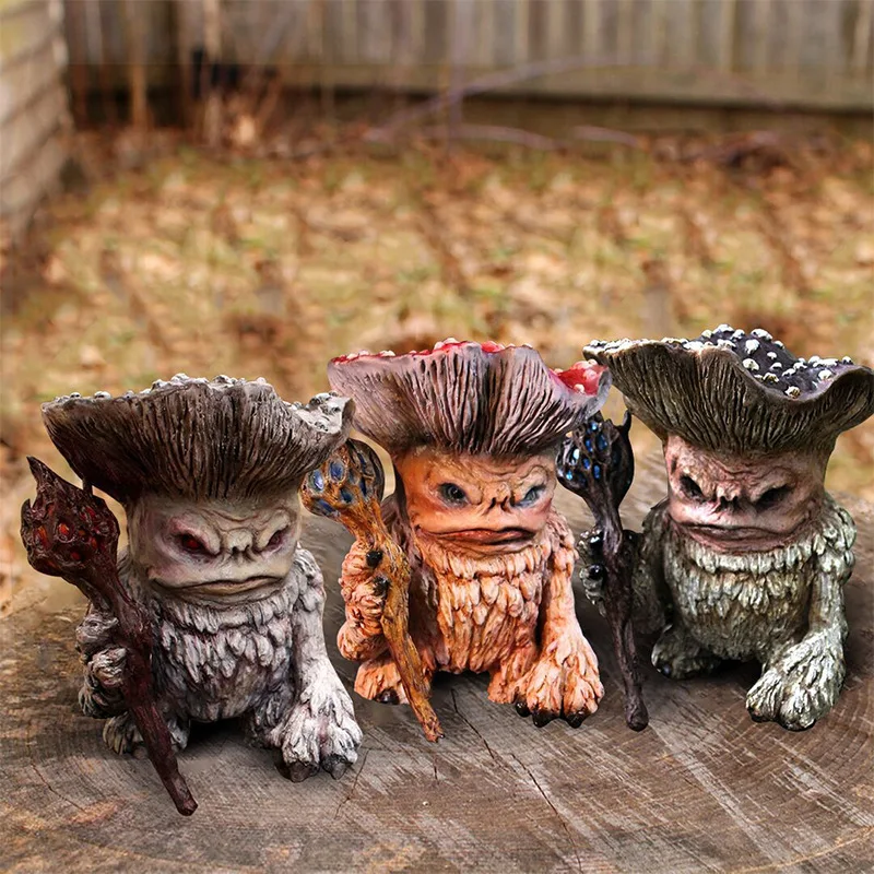 

2022 New Miniature Resin Fairy Tale Mushroom Elf Doll Old Fairy Wizard Troll Toy Figure Garden Statue Sculpture OrnamentDecorate