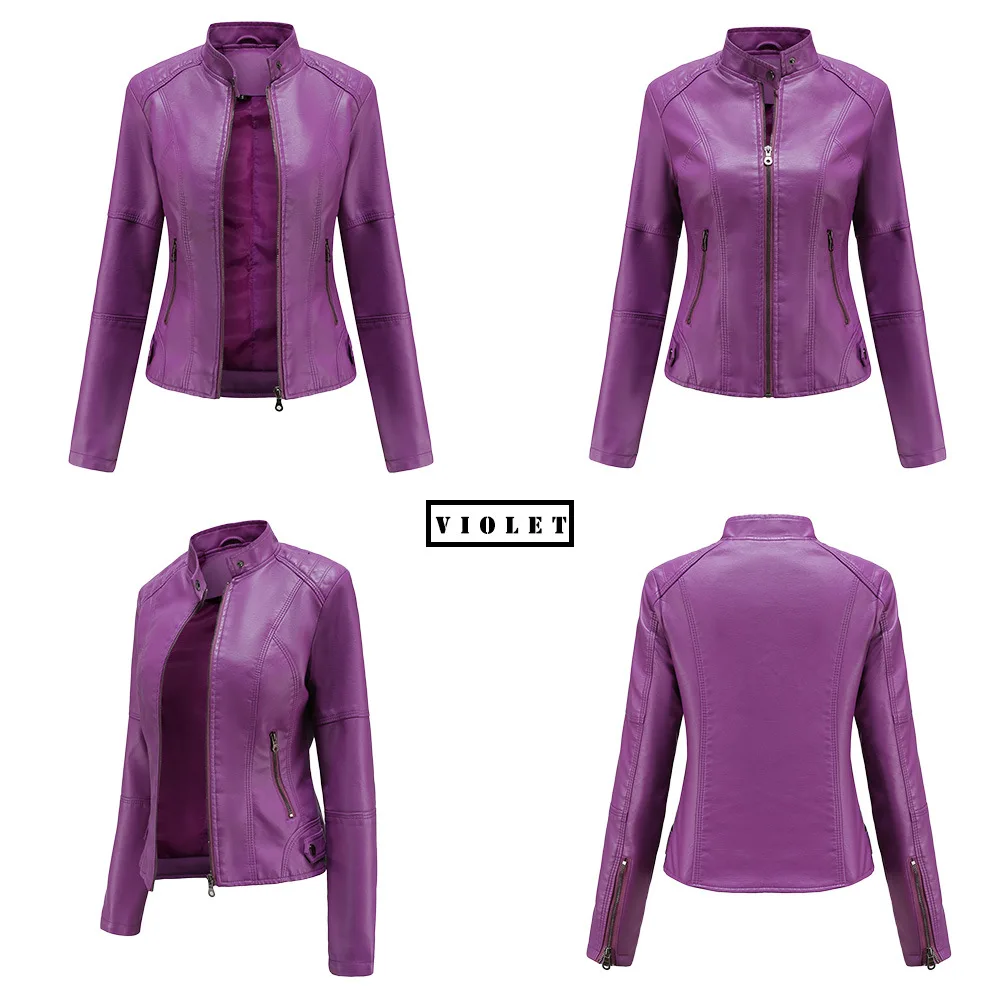 designer puffer coat 2022 Spring And Autumn Thin Leather Women's Slim Jacket Jacket Ladies Motorcycle Wear Large Size Stand-up Collar Leather Jacket ladies parka coats