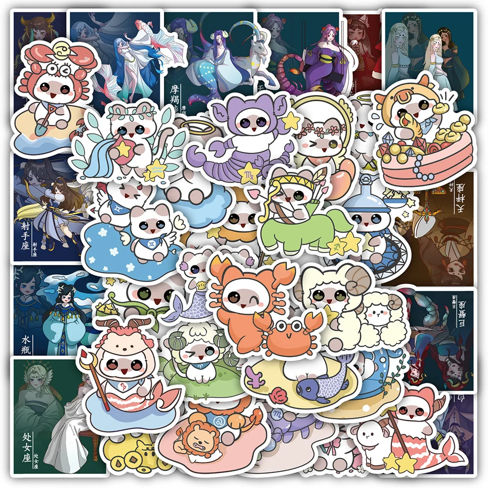 

10/30/60pcs Cute Cartoon 12 Constellations Graffiti Stickers Aesthetic Kawaii Decals Laptop Phone Scrapbook Waterproof Sticker