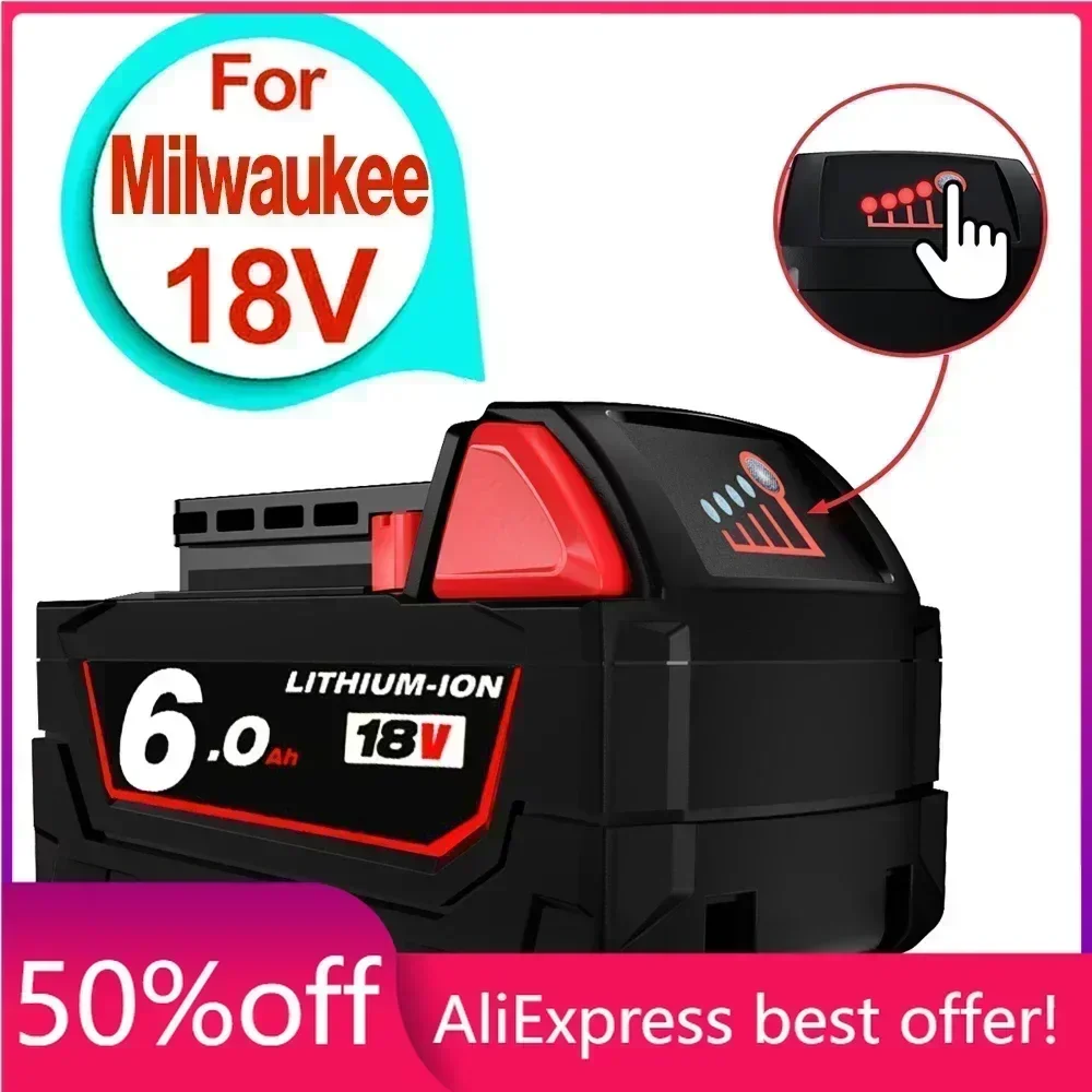 

Rechargeable Batteries For Milwaukee M18B5 XC Lithium ION Battery 18v 9.0/6.0/12.0Ah battery charger For Milwaukee M18 12V~18V