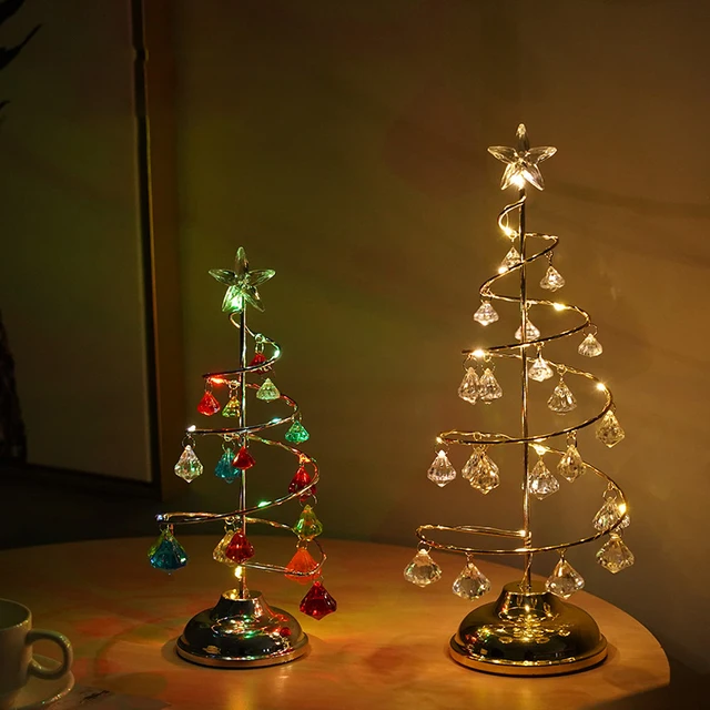 Lampe LED en cristal pour décoration de noël, arbre de noël, veilleuse,  ornements, lumières féeriques, décor de Table, cadeau de noël - AliExpress