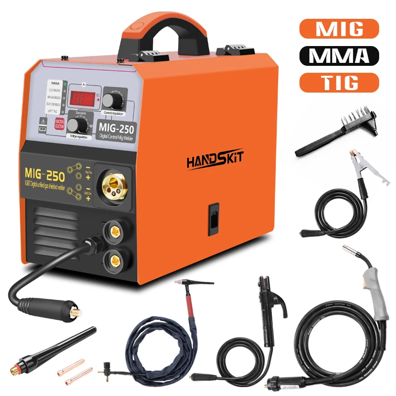 

4 in 1 Mig 250 Welding Machine 220V Inverter Tig Semi-automatic Core Mig Gas Welding 0.8/1.0 MMA Flug Welding Machine