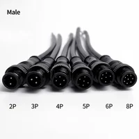 5/20Pcs M12 Small Metal Head Waterproof 2 3 4 5 6 8Pin IP68 Cable Wire Plug for LED Strips Male and Female 20cm Connector 4