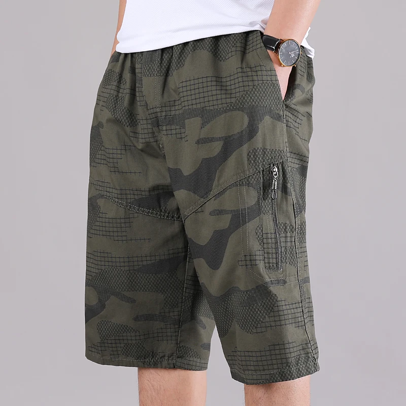 Men's Cotton Cargo Combat Shorts Pants Baggy Cropped Trousers Loose Fit  Casual D