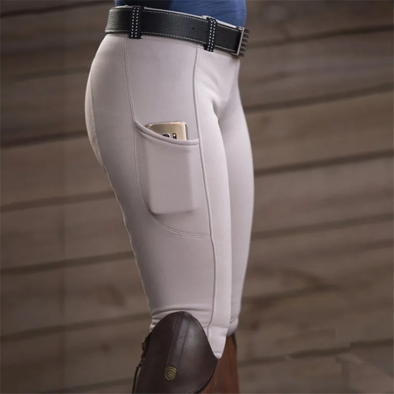 Women Running Equestrian Leggings Pocket Elastic Equestrian Pants Horse
