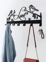 metal key holder wall hook organizer door entryway hallway kitchen wall decor rack 7 hooks Sweet couple love birds design hooks 2