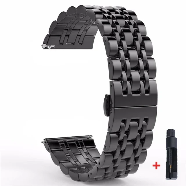 Premium 22mm Stainless Steel Smartwatch Strap - Metal Bracelet Band Wristband Belt
