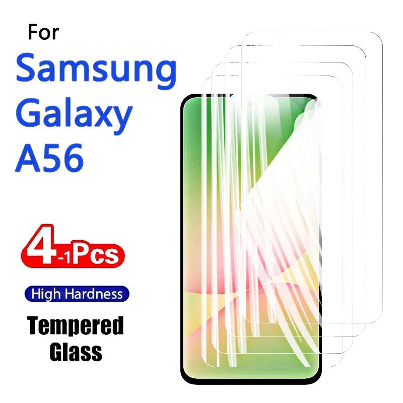 4-1PCS Screen Protectors For Galaxy A56 5G Samsung Tempered Glass Crystal 9H HD High Aluminum Anti Scratch Case Friendly 6.7"