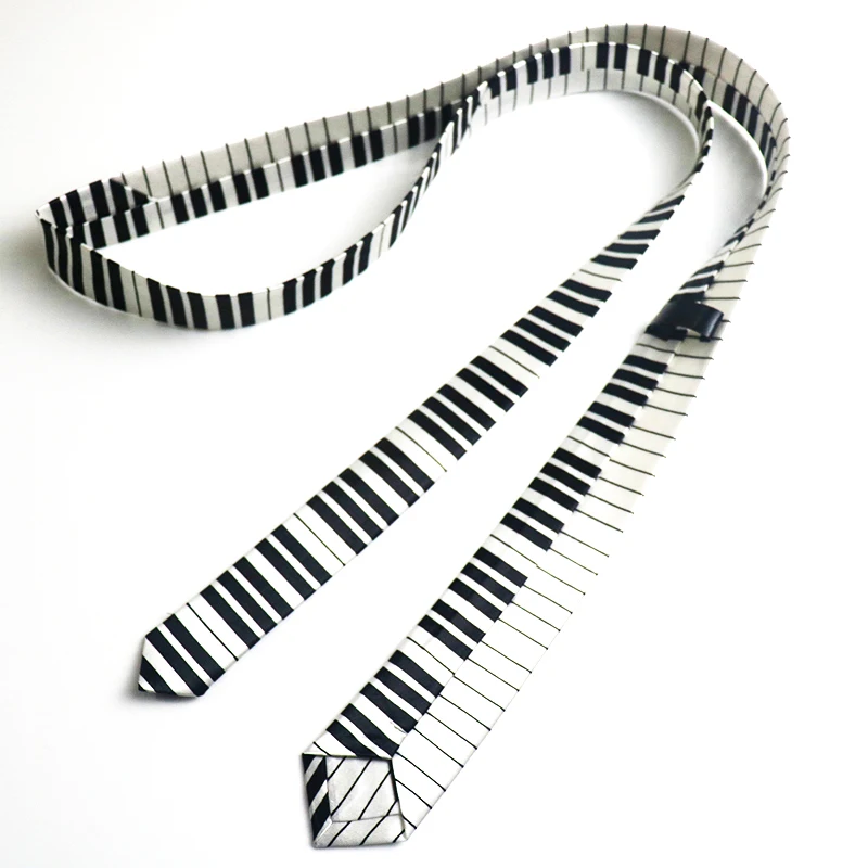 Mens 5cm Polyester Tie Skinny Musical Neckties Piano Notes Guitar Printed Colorful Cravat Wedding Party Ties Suit Gift