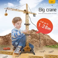 2.4G 6CH 128CM Remote Control Excavator Tower Crane 680 Rotation Lift Model With Light Sound  RC Engineering Toy For Kid Gift 1
