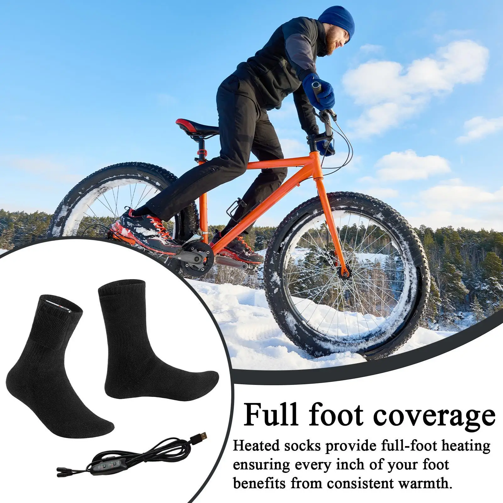 Heated Socks USB Rechargeable Comfortable Warmer Electric Socks For Ski Winter Sports Outdoor Activities Home Travel Family