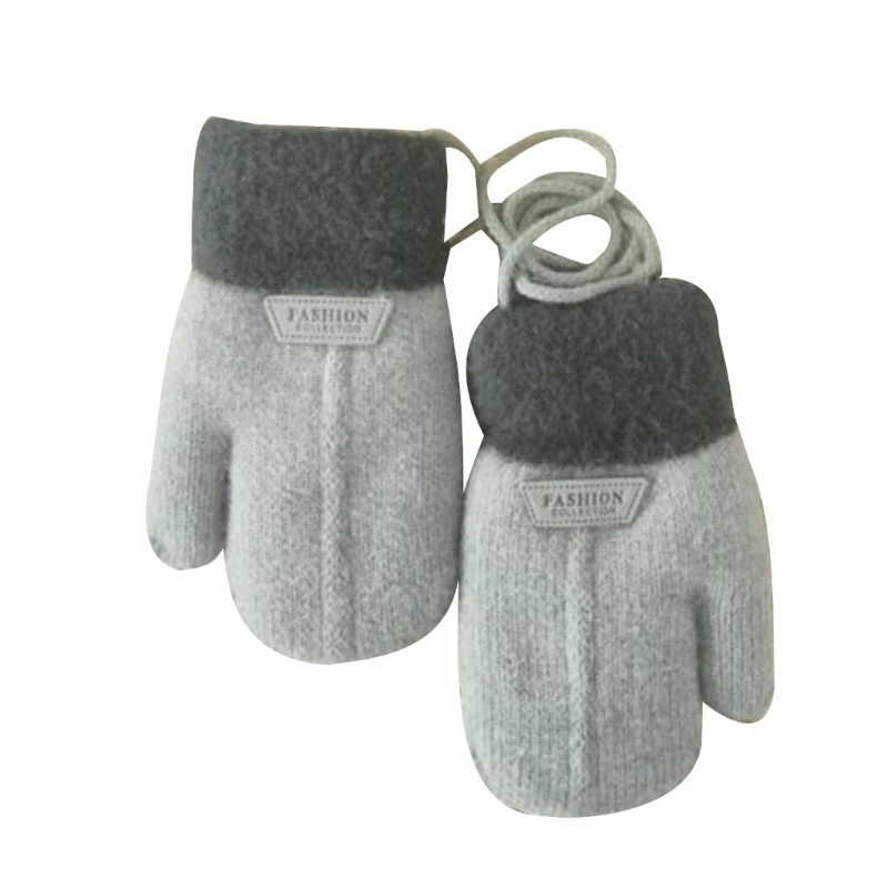 1-7Y Baby Boys Girls Winter Knitted Gloves Warm Rope Full Finger Thick Mittens Gloves for Children Toddler Kids Accessories 5