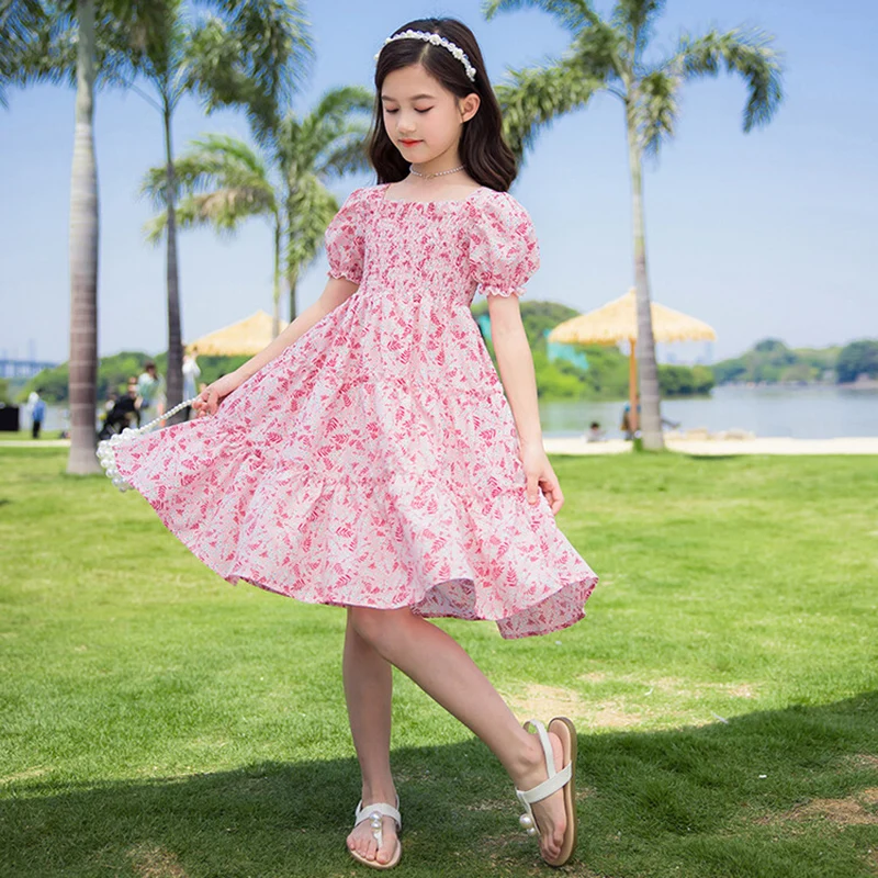 kids girl dress design froke 12 years Lawn Twelve Year Girl Dress Dress Kids Girls 5-12 Years Blue Green Purple  Sleeveless Floral