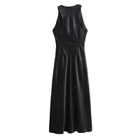 MUJER Satin Ruched Long Dresses for Women Sleeveless Summer Dress Woman off Shoulder Party Womens Dresses Beach Female Dress - Image 6