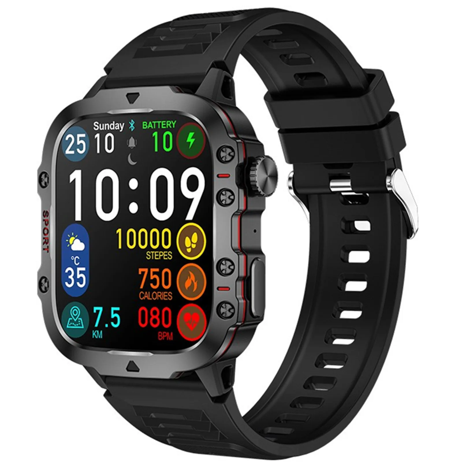 

New Man Black Smart Watch For Android Xiaomi Ios 3ATM Waterproof Sport Fitness Ai Voice Smartwatch Outdoor Fitness Tracker SOS