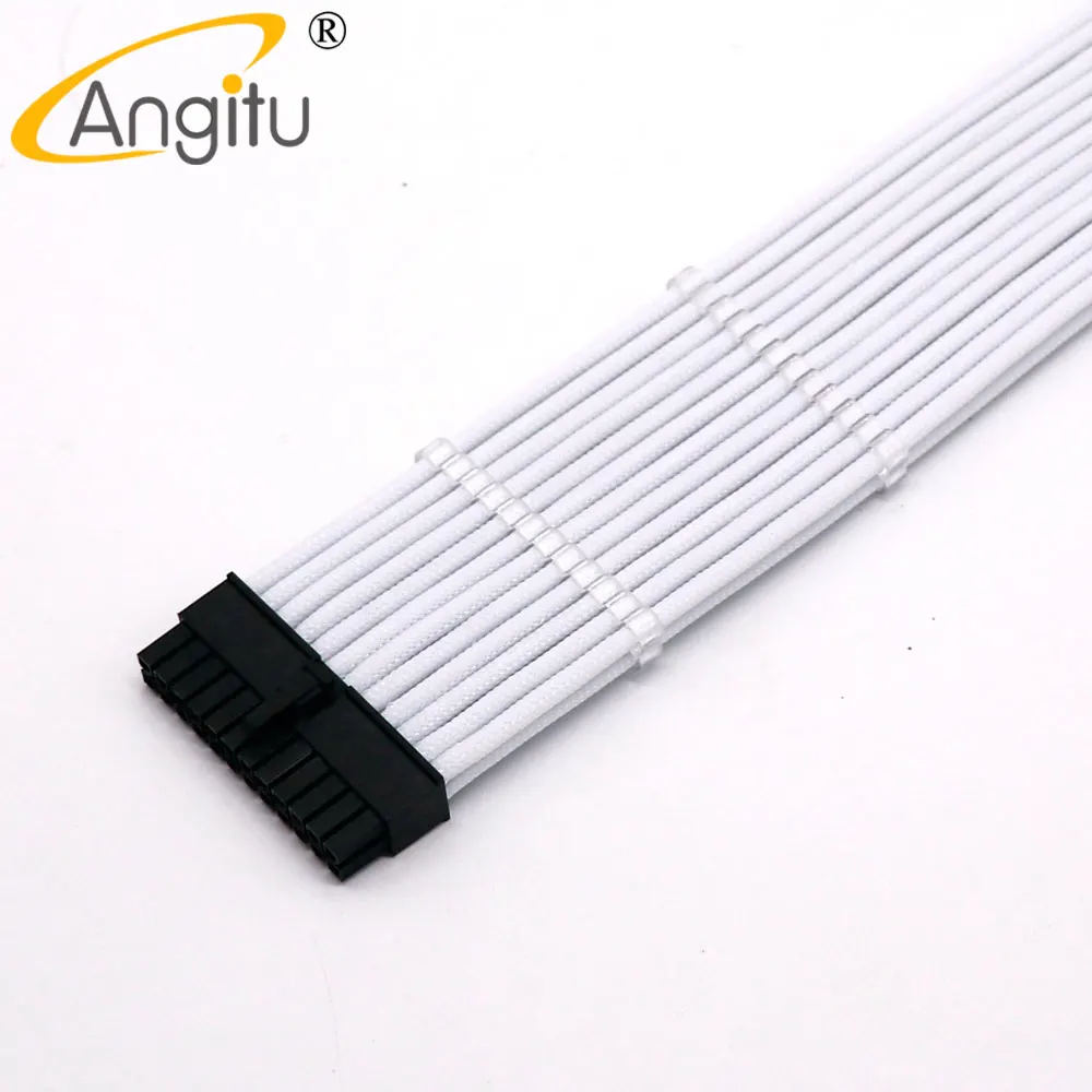 Angitu 20 30cm 24pin Atx Extensão Cabo de Alimentação Placa-mãe 24 Pinos Macho para Adatper Fêmea 10 Cores com Pentes de Cabo Livre