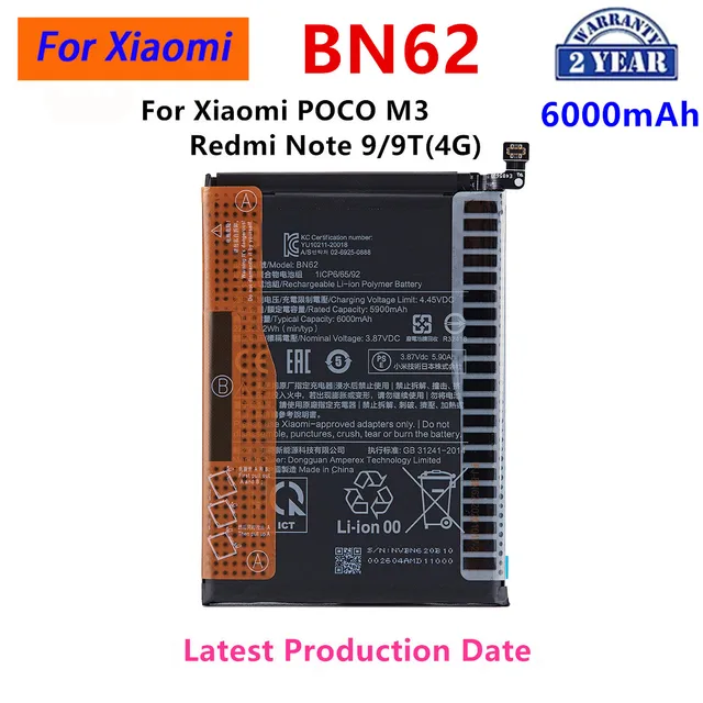 Brand New BN62 6000mAh Battery For Xiaomi POCO M3 Redmi Note Brand New BN62 6000mAh Battery For Xiaomi POCO M3 Redmi Note
