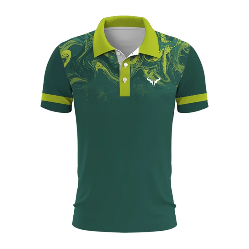 New 3D Printed Striped Style Men Polo Shirt Fashionable Golf Tennis Lapel Short Sleeved Top Loose and Breathable Summer Clothing 8