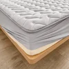 2025 New Solid Color Waterproof Bed Hat Wavy Cotton Anti-bacterial Mattress Cover Protector Skin-friendly Bed Cover with Elastic 4