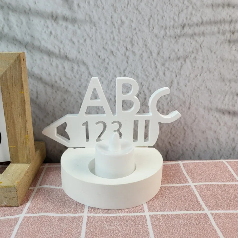 연필 알파벳 플러그인 장식 석고 캔들 거치대 몰드, DIY 시멘트 석고 캔들, 거치대 실리콘 몰드