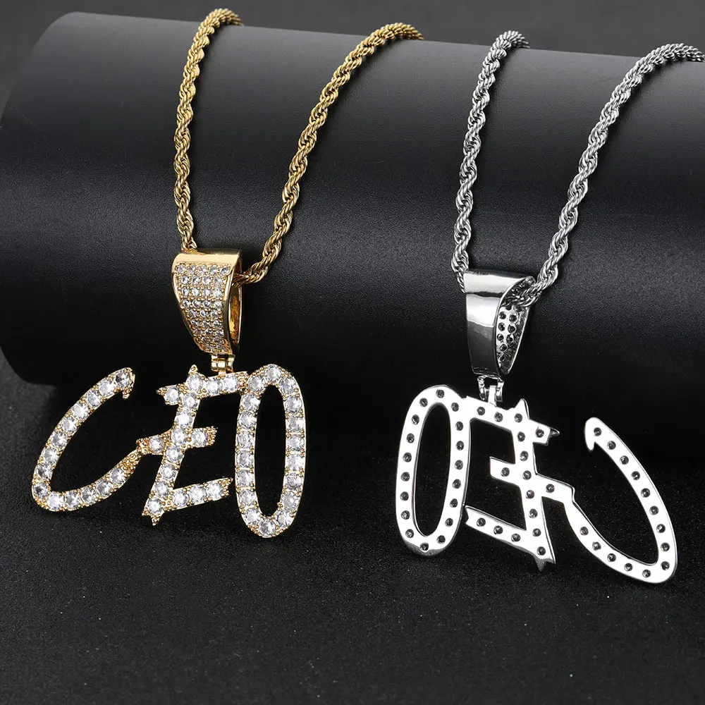 Hip Hop New Style Fashion Jewerly Personalize Custom Iced Out Diamond Letter Pendant Necklaces For Women