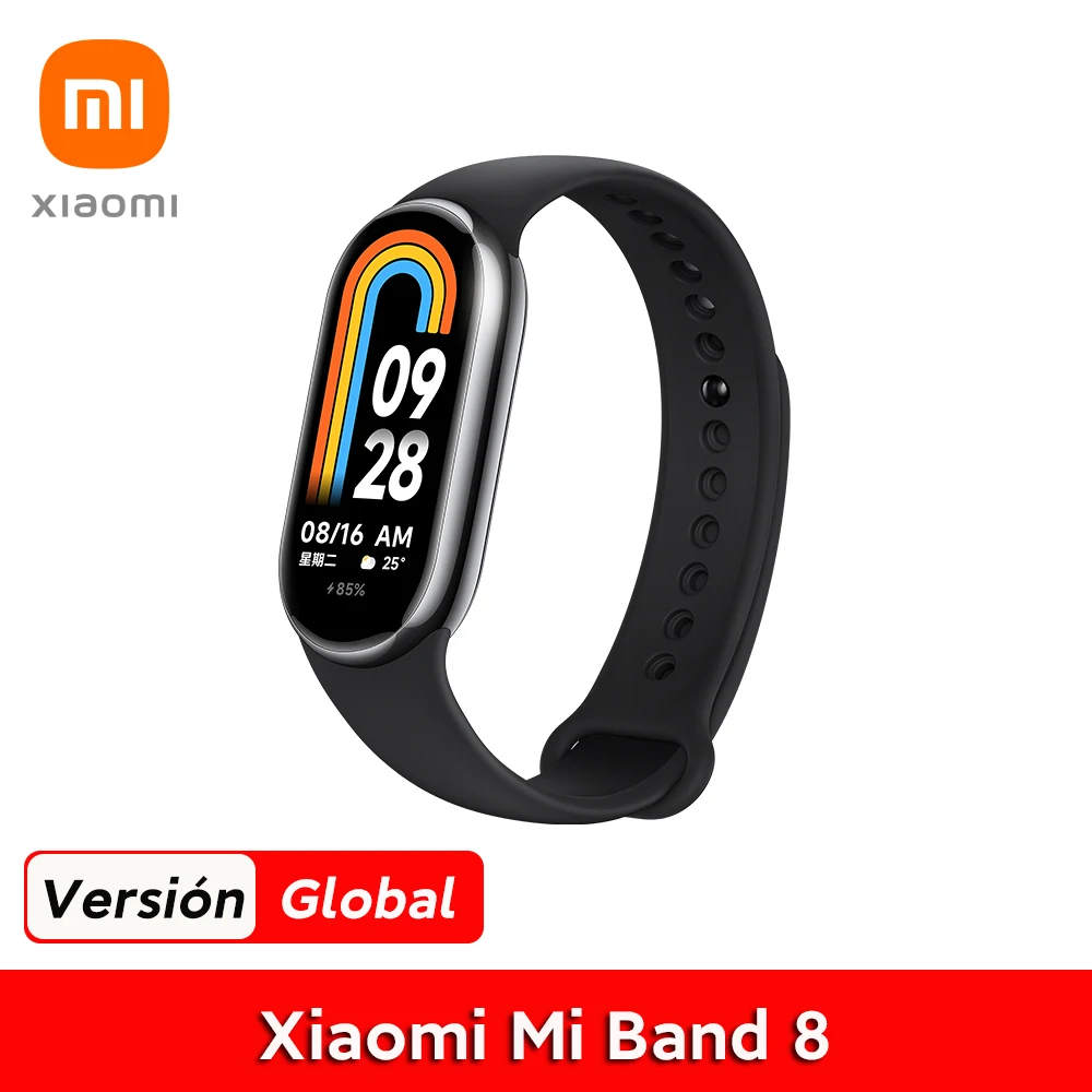 Xiaomi-Mi Band 8 Pulseira Inteligente, AMOLED, Oxigênio no Sangue, Rastreador de Fitness, Freqüência Cardíaca, Impermeável, 5ATM, 1.62 
