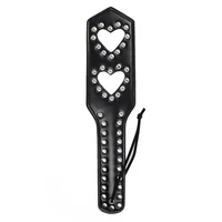 31.5cm Heart Shaped Hollow Paddle Riding Crops Flogger Horsewhips Spikes Rivet Inlay Leather Spanking Paddle Slapper 1