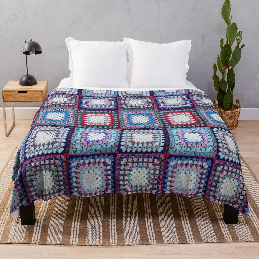 

knitted background granny square Throw Blanket Blankets For Baby Travel Sleeping Bag halloween cosplay anime Blankets