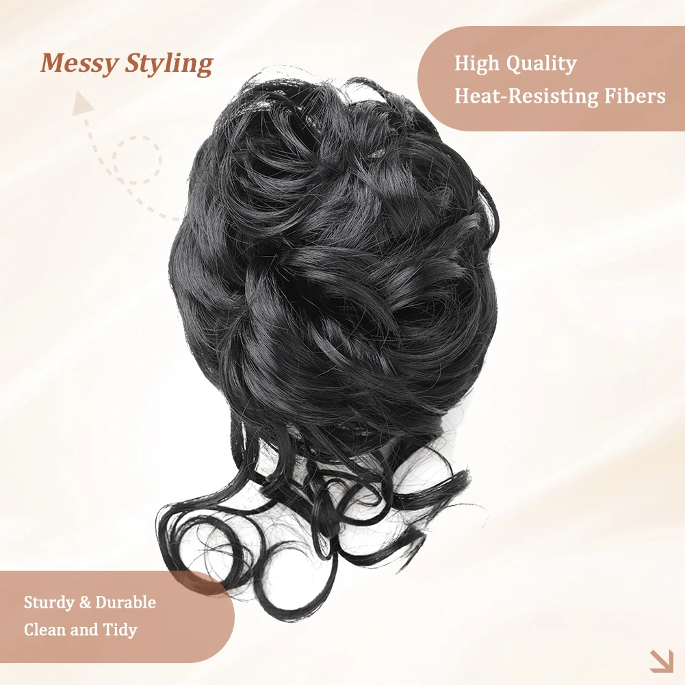 Messy Bun Hair Pieces Long Beard Chignon Buns 10 Inch Claw Clip Curly Wavy Hair Bun Tousled Updo Hair Buns Extension For Women