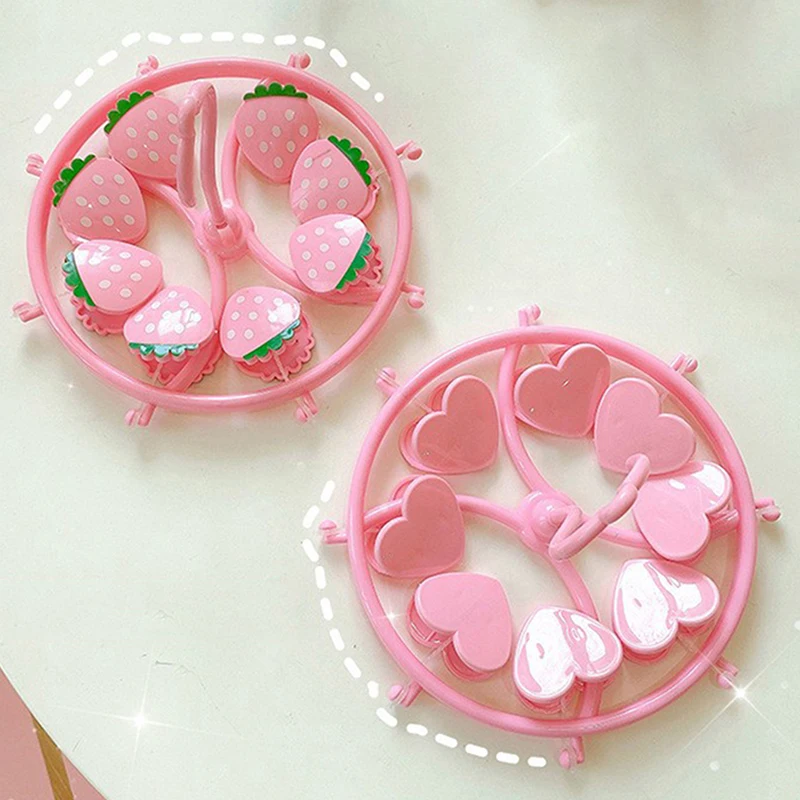 Cute Lovely Strawberry Clothes Dryer Hanger Windproof Socks Underwear Drying Rack Household Heart Storage Laundry Rack Home 2