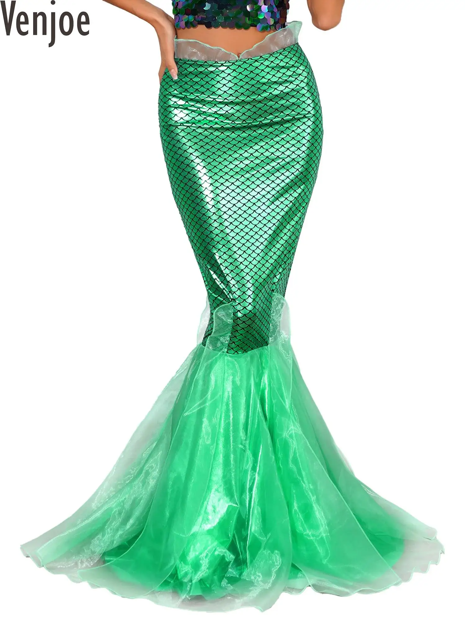 Cola De Sirena Adulto Falda Larga De Sirena Con Lentejuelas