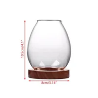 Transparent Glass Candlesticks Hollow Windproof Candle Holder Round with Wood Base Candle Cup Cover Dining Table Decoration 6