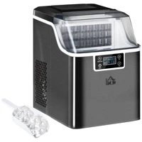 HOMCOM Machine à glaçons, 20 kg en 24h, 24 glaçons en 14-18 min, taille de glaçon réglable, ice maker portable avec fonction autonettoyante, peut charger seau d'eau, pour maison, cuisine, bar, noir 1