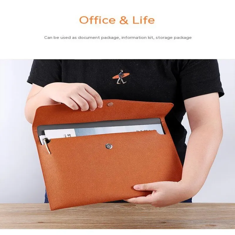 

A4 File Information Bag Large Capacity Magnetic Buckle Simple Waterproof Business Office Storage