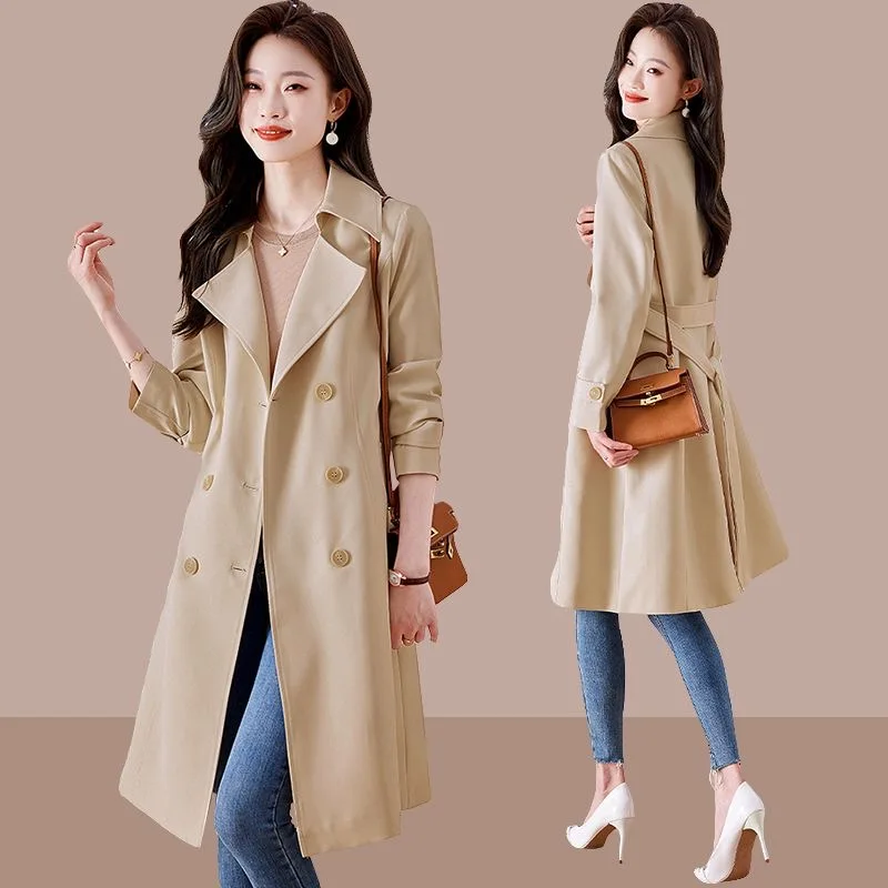 

Korean Version Of Casual Fashion Trench Coat For Ladies 2023 Spring Autumn New Temperament All Matching Medium Long Drape Coat