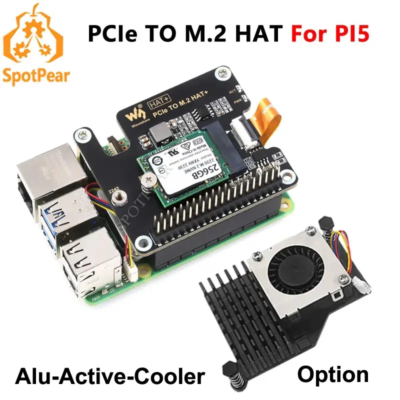 Raspberry Pi5 PCIe to M.2 NVMe SSD Adapter Board PCIe TO M.2 HAT Extension Board for Pi 5 image 1